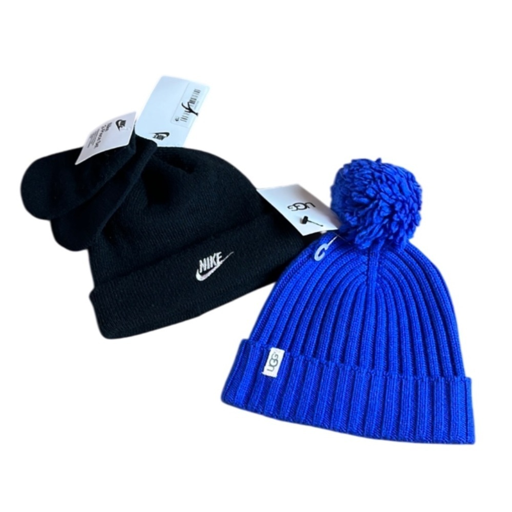 Nike and UGG Kids Beanie Set - Black and Blue- Nike Infant - UGG 4-6 years